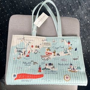 Spartina 449 Northeastern Harbors Quilted Market Tote and and Pouch NWT